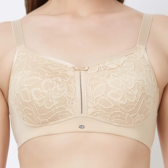 SOIE Women’s Full Coverage Lace Bra – Non-Padded, Non-Wired Comfort